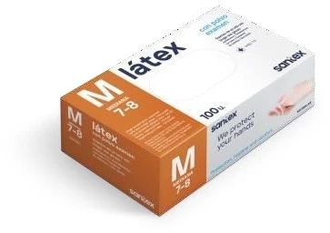 Santex Latex vienkartinės latekso pirštinės su pudra, baltos, 5g (100vnt.) - M - 1pak.x100vnt.