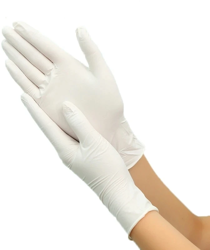 Vienkartinės lateksinės pirštinės Santex Latex su pudros, 5g, baltos (100vnt.) - M - 1pak.x100vnt.