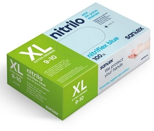 Santex Nitriflex Mėlyna - vienkartinės nitrilinės pirštinės, mėlynos, 3.5g (100vnt.) - S