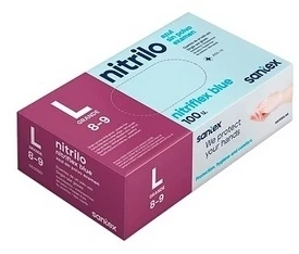 Santex Nitriflex Mėlyna - vienkartinės nitrilinės pirštinės, mėlynos, 3.5g (100vnt.) - S