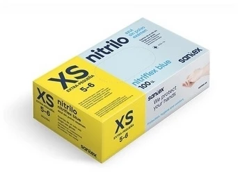 Santex Nitriflex Mėlyna - vienkartinės nitrilinės pirštinės, mėlynos, 3.5g (100vnt.) - S