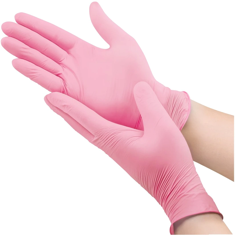 Santex Nitriflex Rose vienkartinės nitrilo pirštinės, rausvos, 3.5g (100vnt.) - M - 1pak.x100vnt.