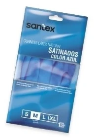 Santex Satin Mėlyna guminės latekso pirštinės - S - 12 porų