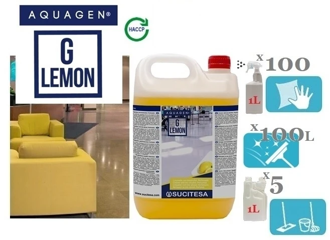 Sucitesa Aquagen G Lemon kvapnus universalus valiklis su bio-alkoholiu (koncentratas) - 5L