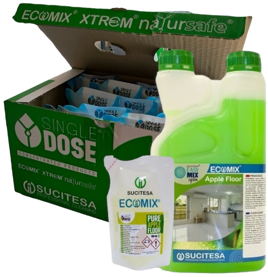 Sucitesa Ecomix Pure Floor 2D Žalias Tea parfumuotas grindų ploviklis (koncentratas) - 12vnt. MINI + DOSE buteliukas NEMOKAMAI