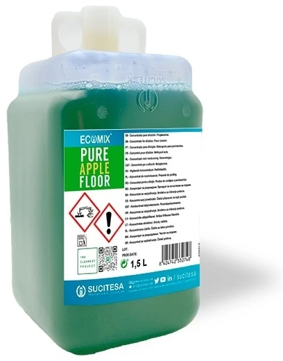 Sucitesa Ecomix Pure Floor 2D Žalias Tea parfumuotas grindų ploviklis (koncentratas) - 12vnt. MINI + DOSE buteliukas NEMOKAMAI