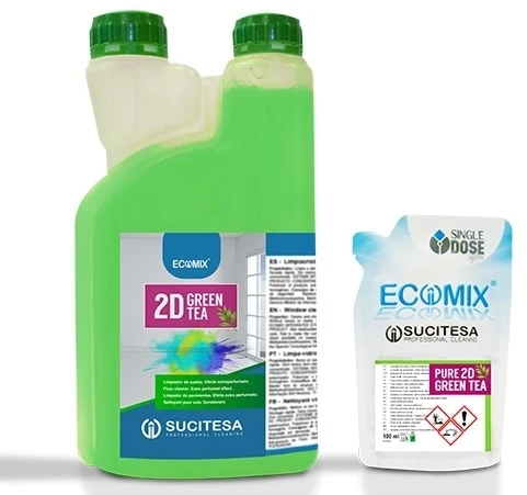 Sucitesa Ecomix Pure Floor 2D Žalias Tea parfumuotas grindų ploviklis (koncentratas) - 12vnt. MINI + DOSE buteliukas NEMOKAMAI