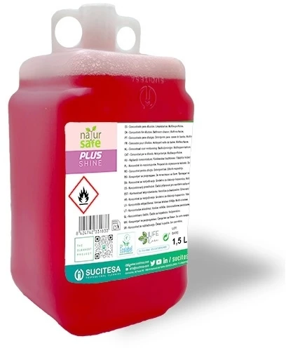Sucitesa Natursafe Plus Shine ekologiškas vonios kambario valiklis (koncentratas) - 16vnt. MINI + ERGO buteliukas NEMOKAMAI