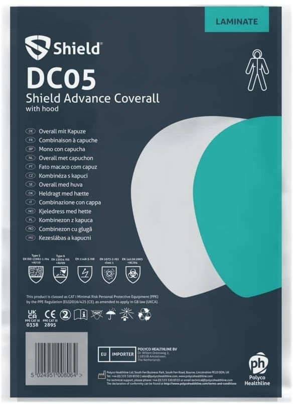 Vienkartinis kombinezonas Shield Advance DC05, 5B/6B tipas, laminuotas, neperšlampamas, 63 g/m² - XXL