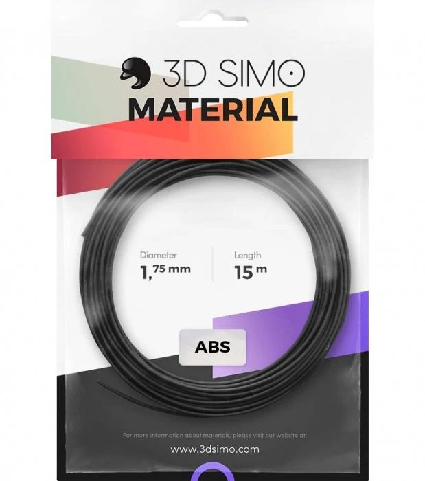 3DSimo ABS 1,75 mm juoda gija