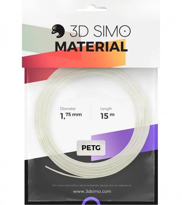 3DSimo PETG baltas 1.75mm siūlas 15m pakuotėje