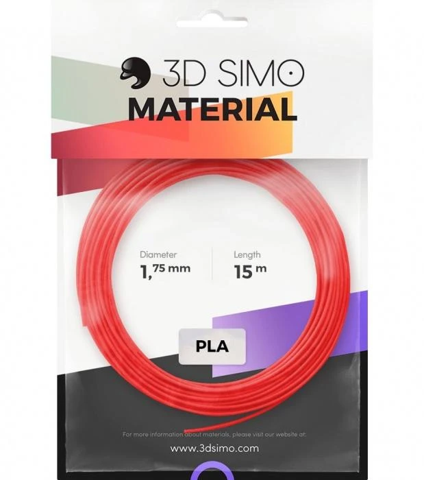 3DSimo PLA plastiko gija 1,75 mm raudona