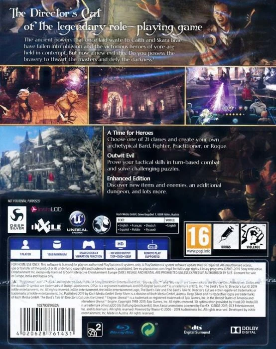 „The Bard's Tale IV: Director's Cut“ (pirmos dienos leidimas) – „PlayStation 4“