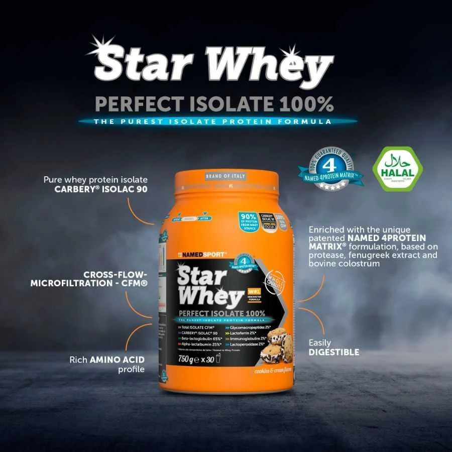 NAMEDSPORT STAR WHEY ISOLATE Sausainiai ir kremas - 750g