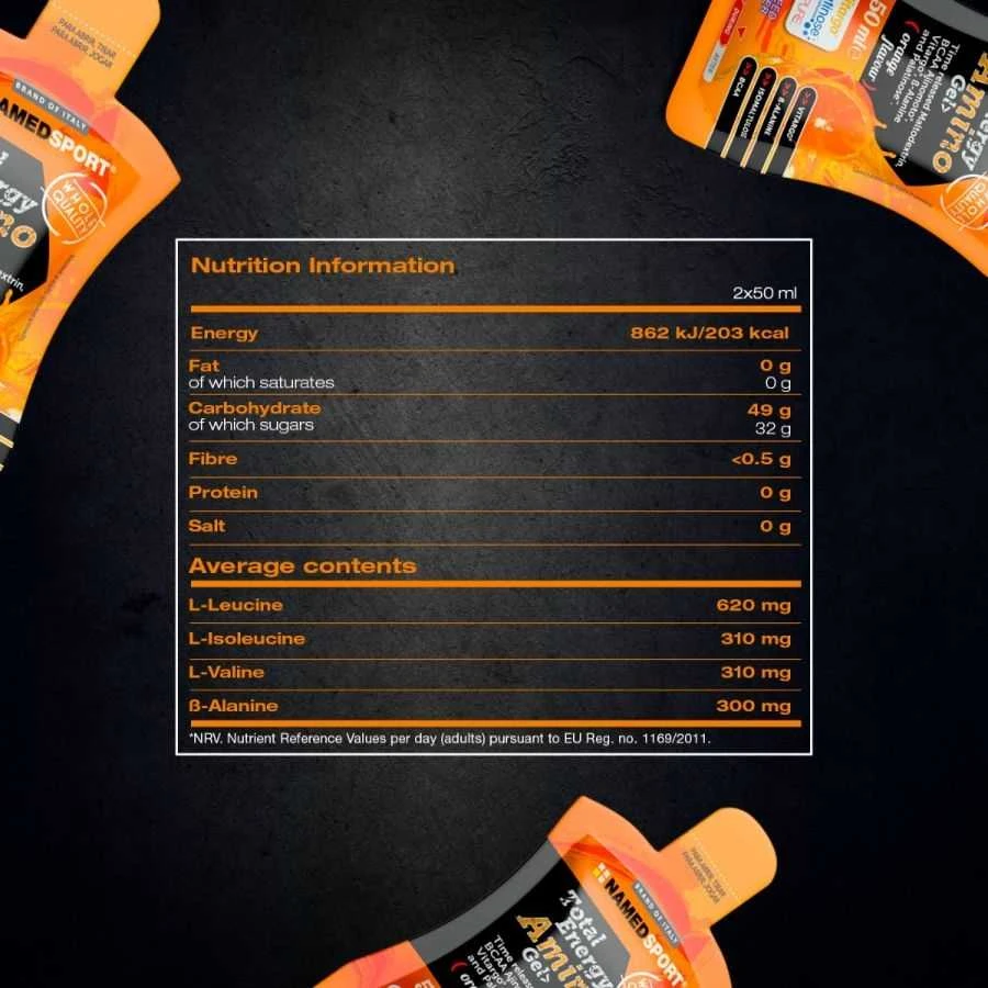 NAMEDSPORT TOTAL ENERGY AMINO GELIS APELSINAS - 50ml