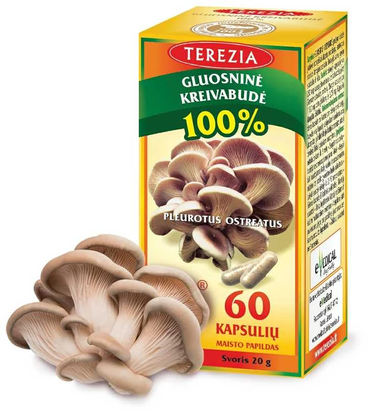 TEREZIA 100% OYSTER GRYBAS 60 KAPSULIŲ