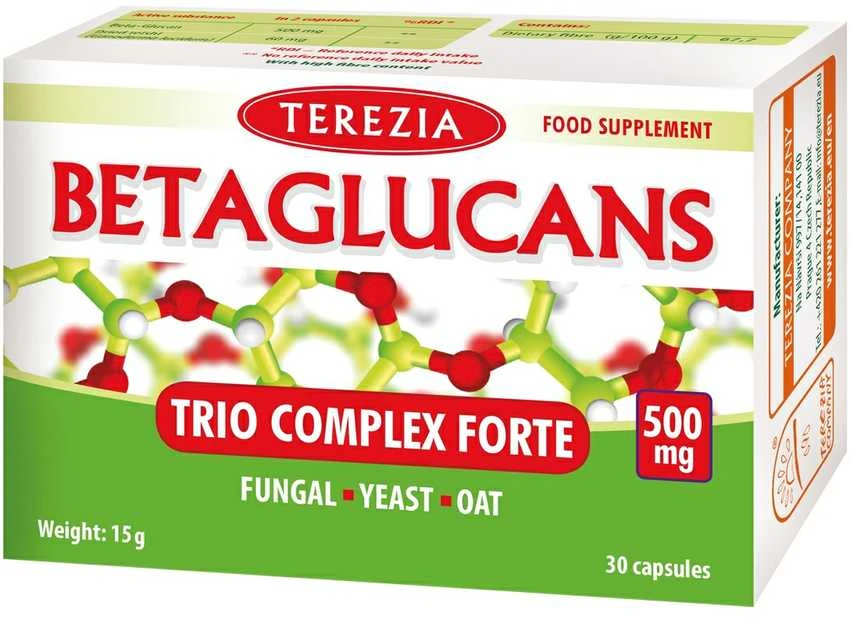 TEREZIA BETAGLUKANAS TRIO KOMPLEKSAS FORTE 500 MG 30 KAPSULIŲ