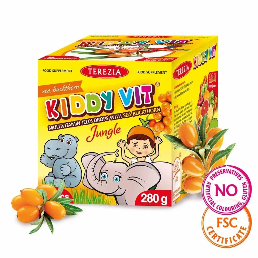 TEREZIA KIDDY VIT MULTIVITAMINAI GUMINUKAI SU ŠALTALANKIAIS - DŽIUNGLIŲ PASAULIS 70 VNT (280 G) TEREZIA