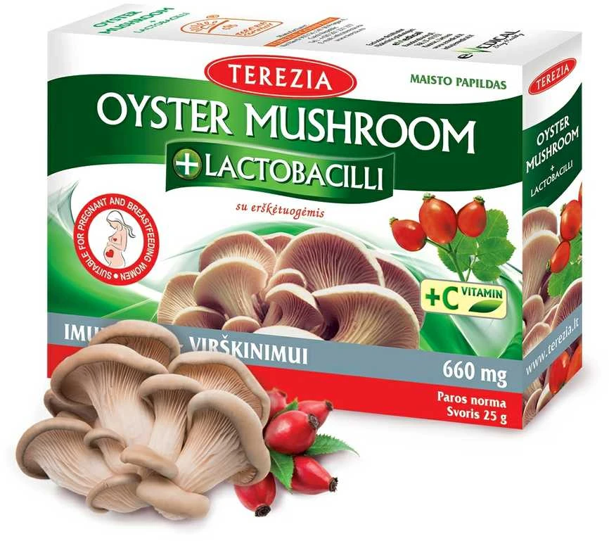 TEREZIA OYSTER GRYBAS SU ERŠKĖTUOGĖMIS 60 KAPSULIŲ