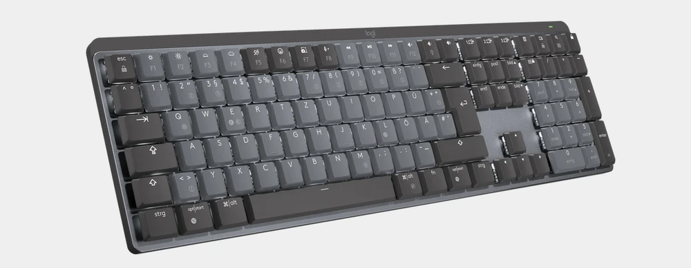 Belaidė klaviatūra Logitech MX MECHANICAL, išdėstymas: Vokiečių (Qwertz), "Tactile Quiet", pilkos spalvos