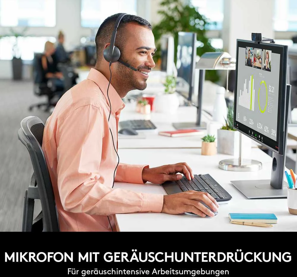 Logitech H340 ausinės naudojamos biuro darbe