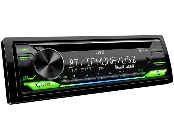 JVC KD-T922BT automagnetola su šviečiančiais žaliais mygtukais