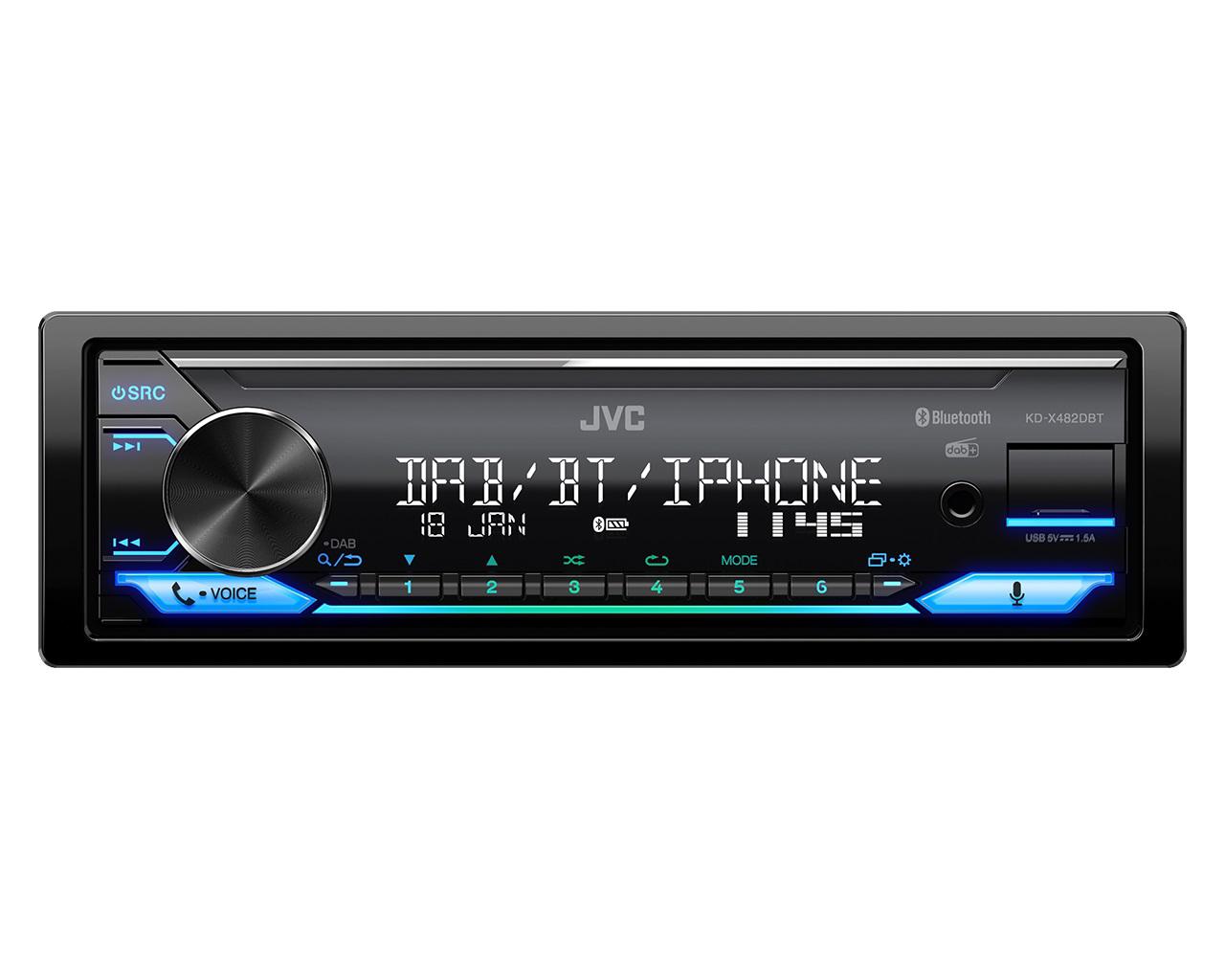 Automagnetola JVC, KD-X482DBT USB MP3 magnetola su AUX įėjimu, Bluetoot
