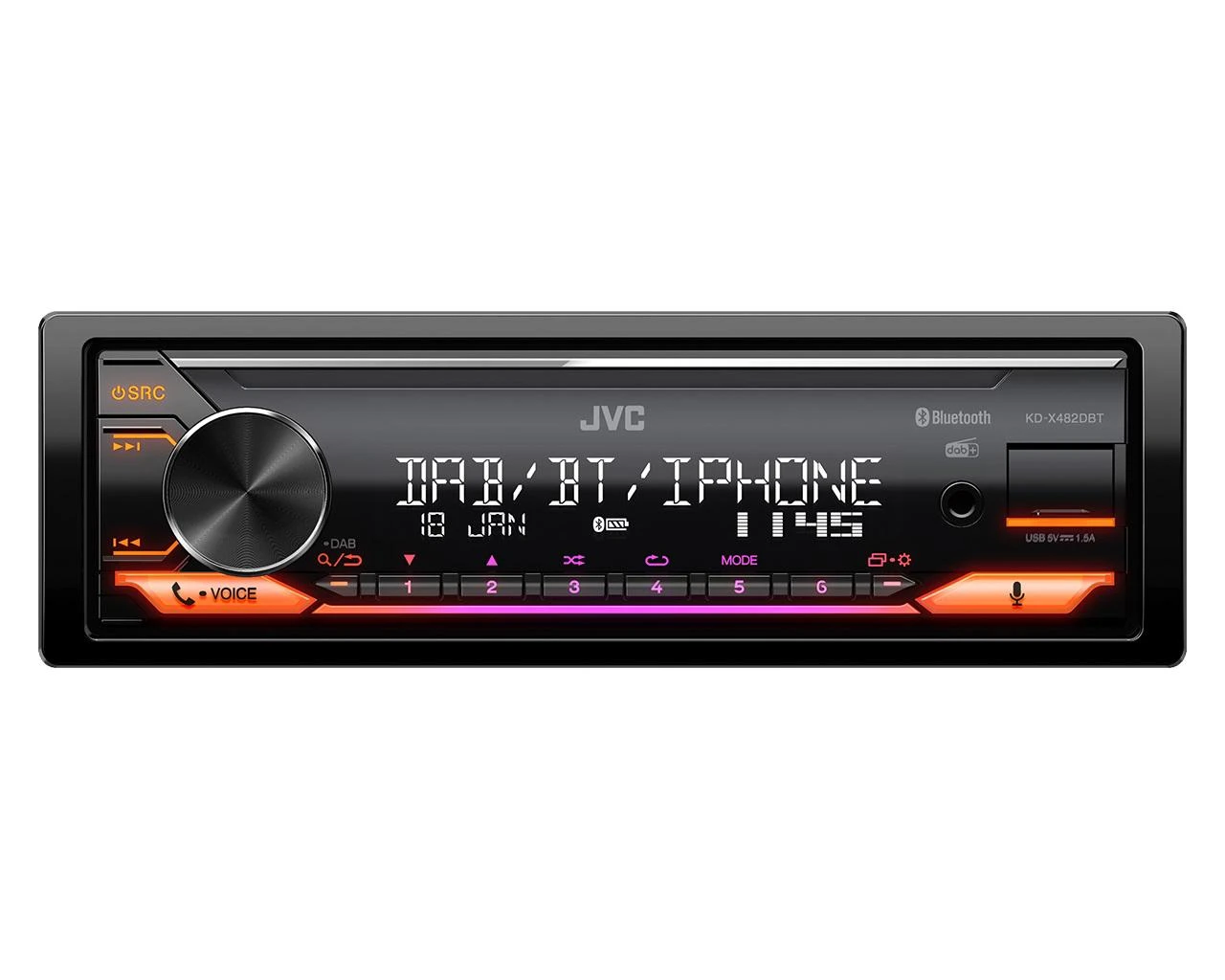 JVC KD-X482DBT automagnetola su šviečiančiu ekranu