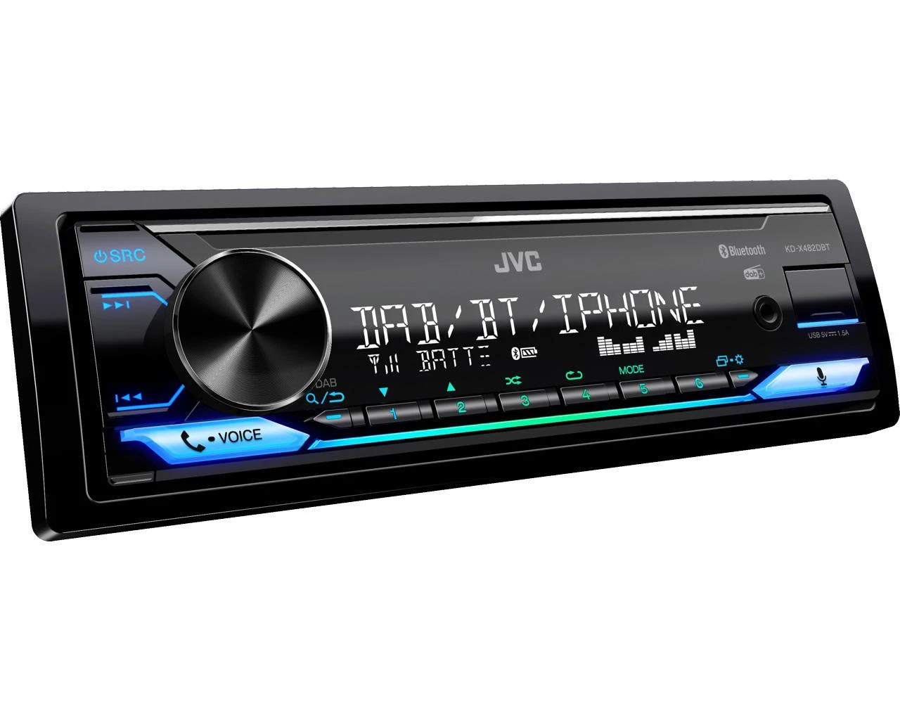JVC KD-X482DBT magnetola su šviečiančiu ekranu