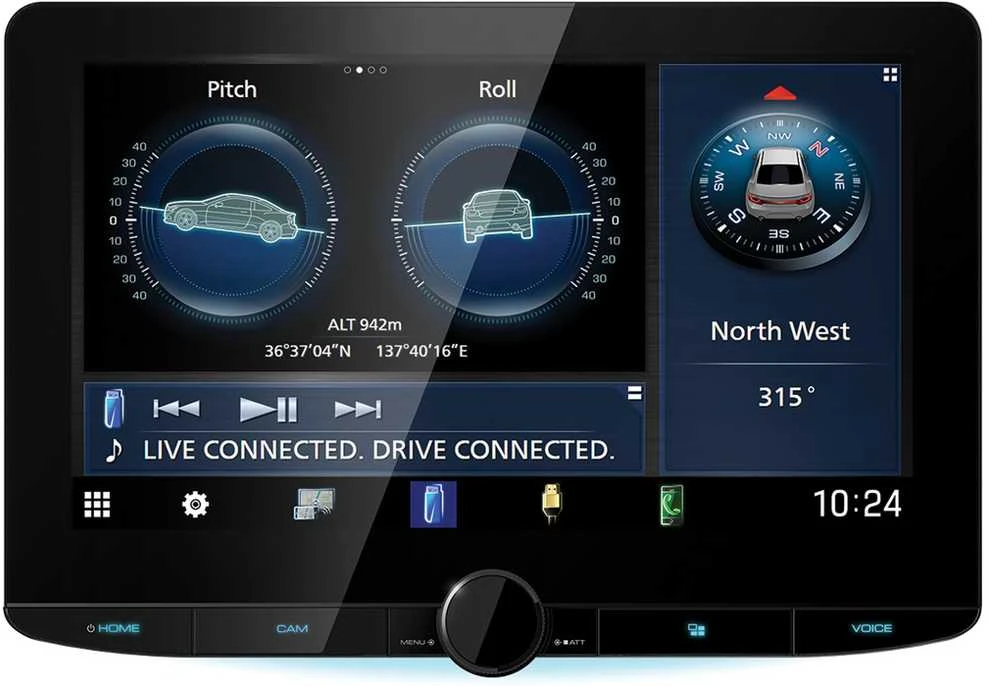 Automagnetola JVC KENWOOD, DMX9724XDS 1-DIN AV grotuvas su 10.1" ekranu, Bluetooth
