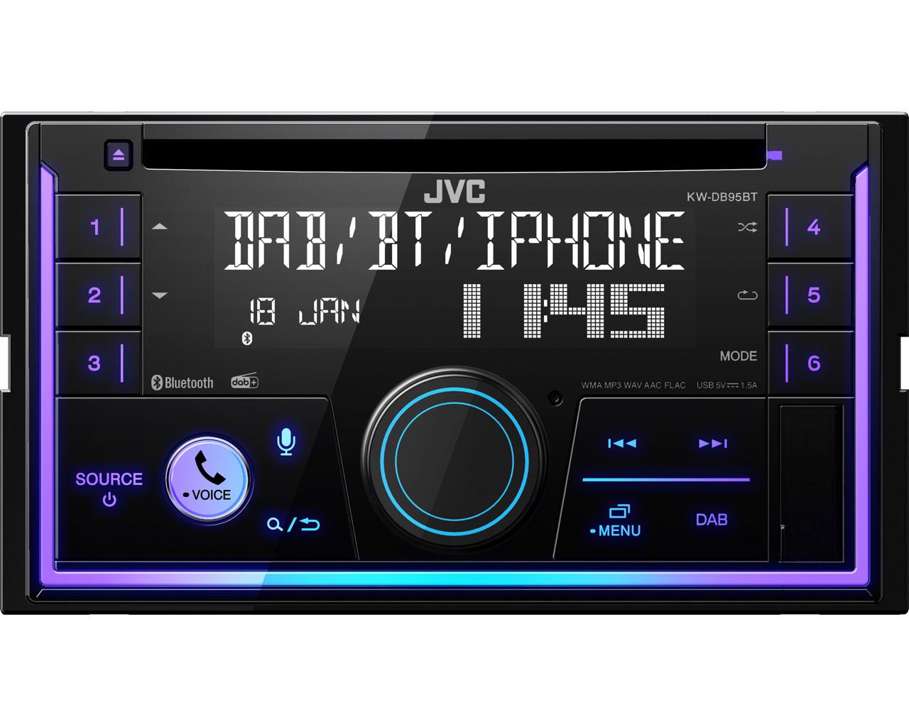 Automagnetola JVC, KW-DB95BT 2-DIN USB/CD MP3 magnetolas su AUX ir Bluetooth