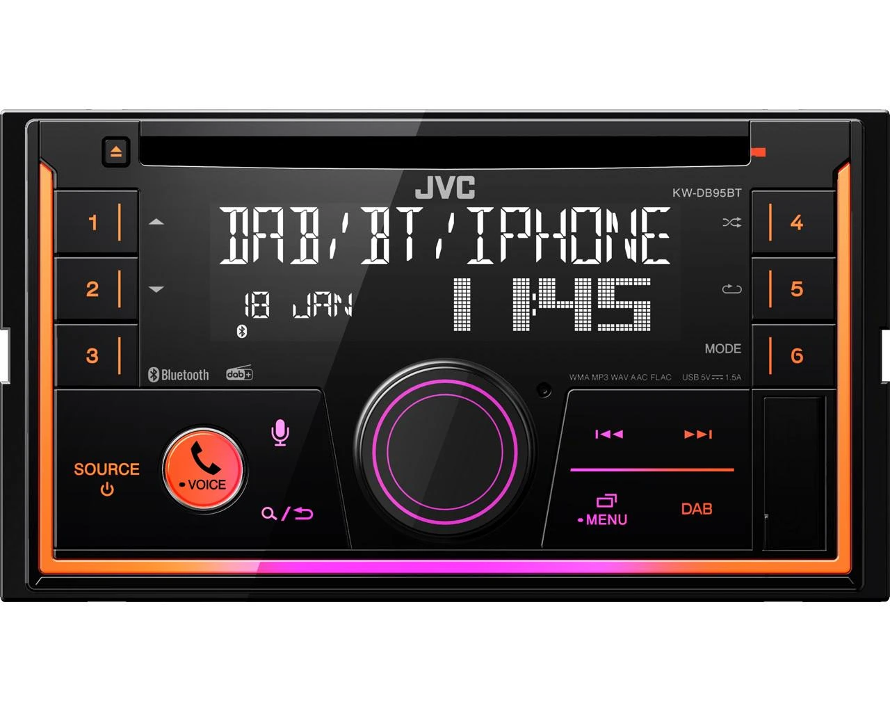 JVC KW-DB95BT 2-DIN grotuvas su spalvotu apšvietimu