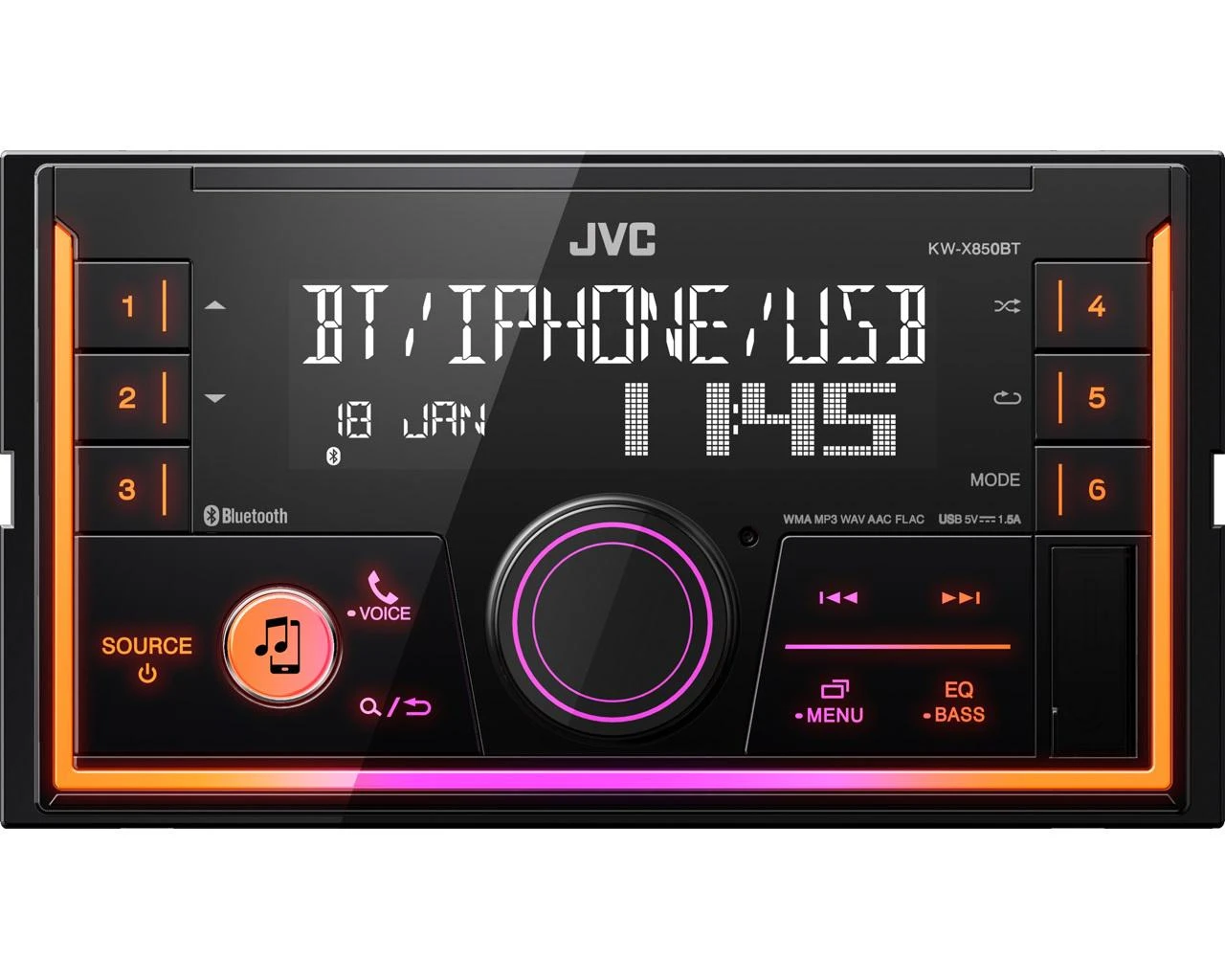 JVC KW-X850BT magnetola su šviečiančiu skydeliu