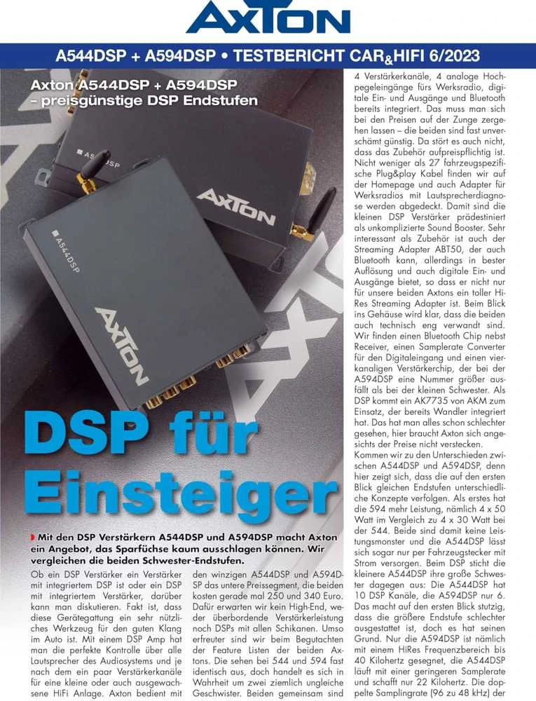 AXTON, A594DSP 4-kanalų automobilinis garso stiprintuvas, 4x76W