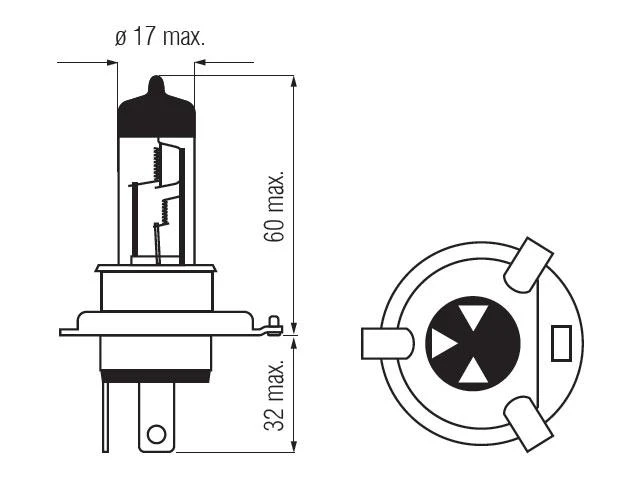 Bosma Komplektas H4, P43t, 60/55W, baltos