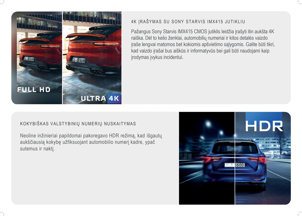 Neoline Argus 4K Wi-Fi Dual vaizdo registratorius aprašymas - Prekės nuotrauka