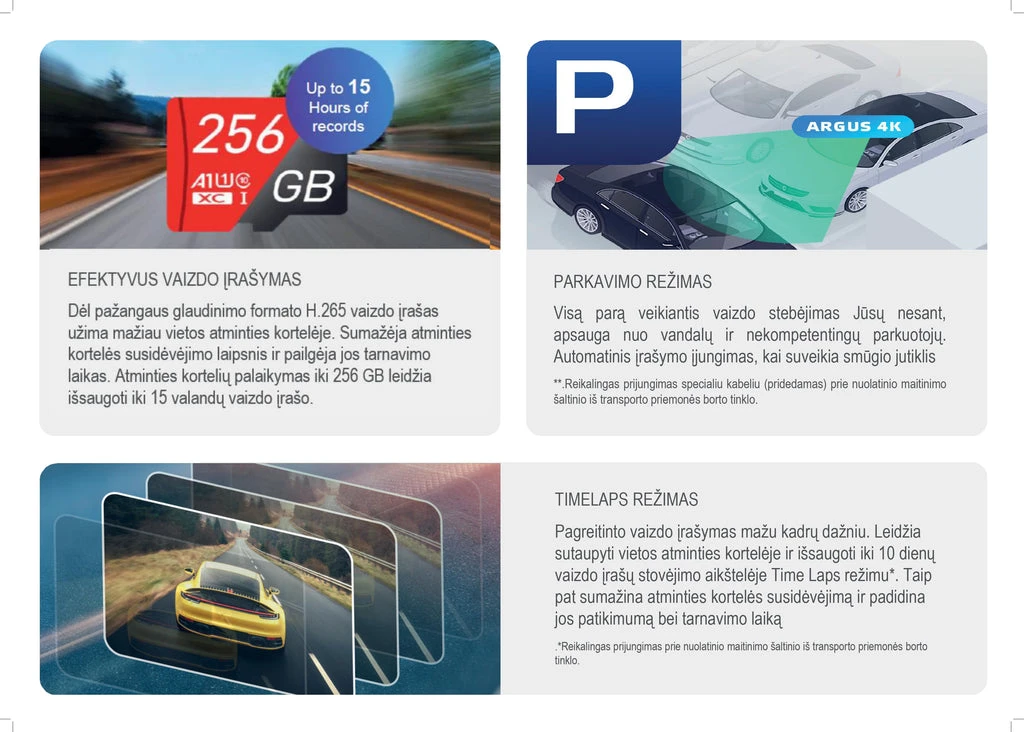 Neoline Argus 4K 2160p, WiFi, GPS - vaizdo registratorius su GPS duomenų baze, juodas aprašymas - Prekės nuotrauka