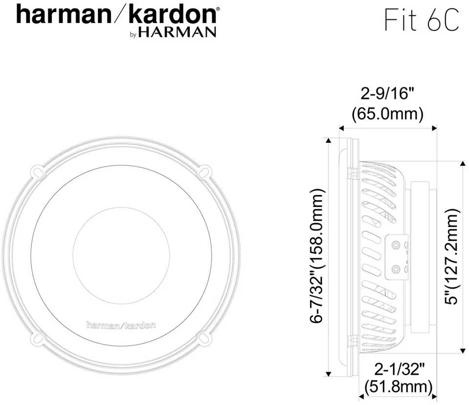 Nezatříděno Harman Kardon, FIT 6C, 16.5 cm / 6.5" 2-juostų komponentiniai gars