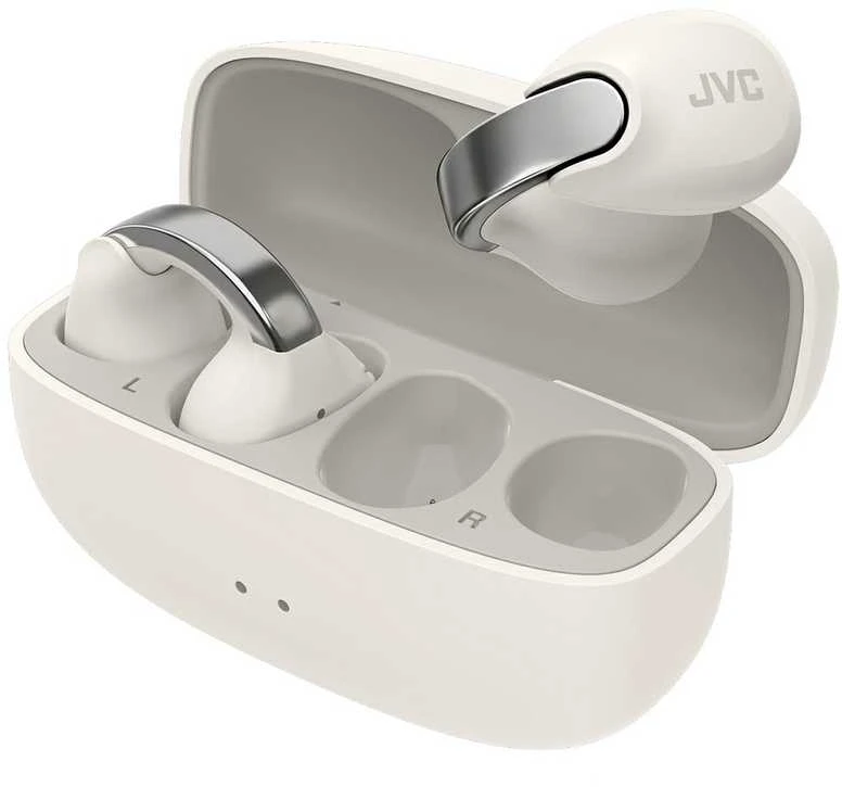 JVC HA-NP1T-WU baltos belaidės ausinės dėkle