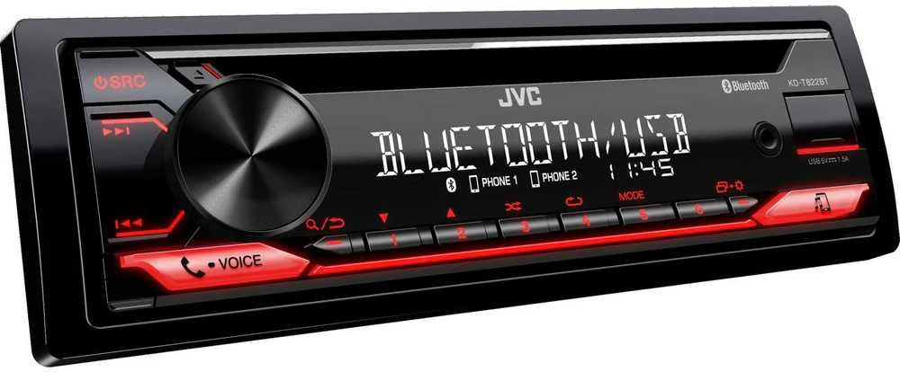 JVC automagnetola su apšviestu ekranu