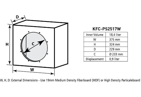 Kenwood KFC-PS2517W montavimo matmenų schema