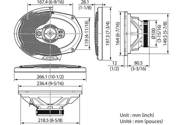 Kenwood KFC-PS6996 garsiakalbio matmenų schema