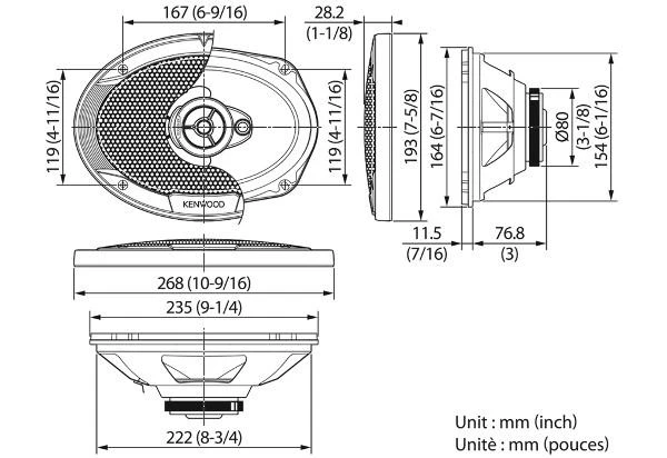 Automobilinis garsiakalbių rinkinys KENWOOD KFC-S6966 (2,0, 400 W, 222 mm)
