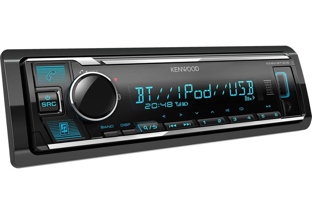 Kenwood KMM-BT309 automagnetola su mėlynu ekranu