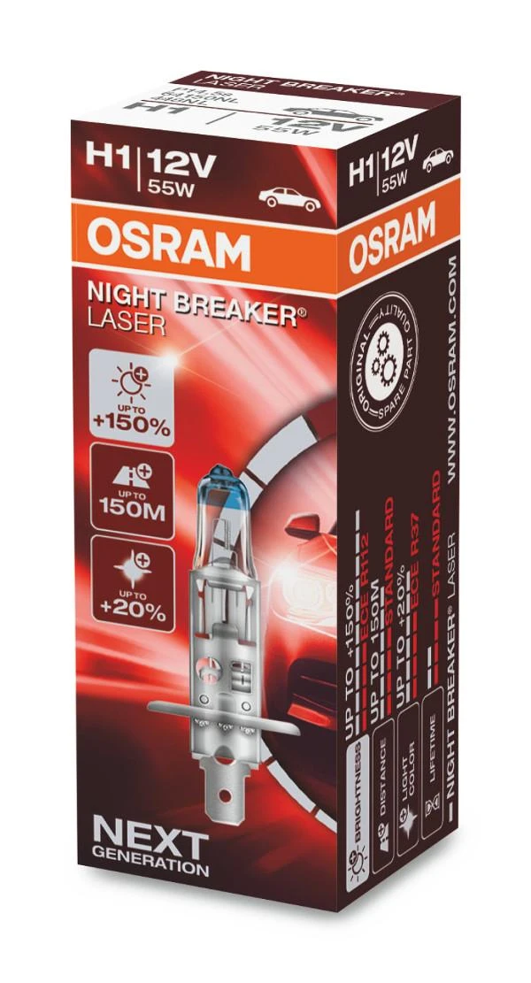 Osram Night Breaker Laser H1 lemputė pakuotėje