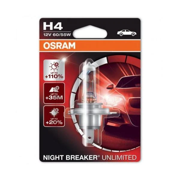 x OSRAM Automobilinė lemputė NIGHT BREAKER UNLIMITED H4 60/55W 12V P43T 1vnt
