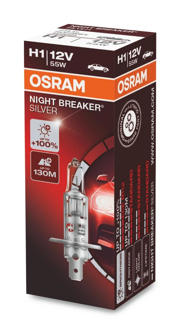 Osram lemputės Sidabrinis +100%, H1, 55W 64150NBS