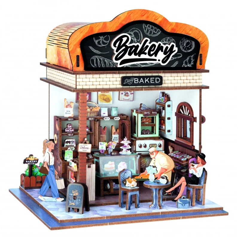 Buki France Medinė miniatiūrinė kepyklėlė – 179 detalių diorama dėlionė su LED, 10+