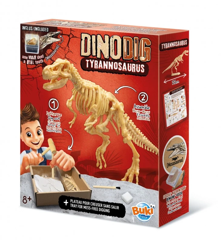 Dėlionė Buki France T-Rex griaučių kasinėjimo rinkinys 20 cm su tikra fosilija vaikams 8+