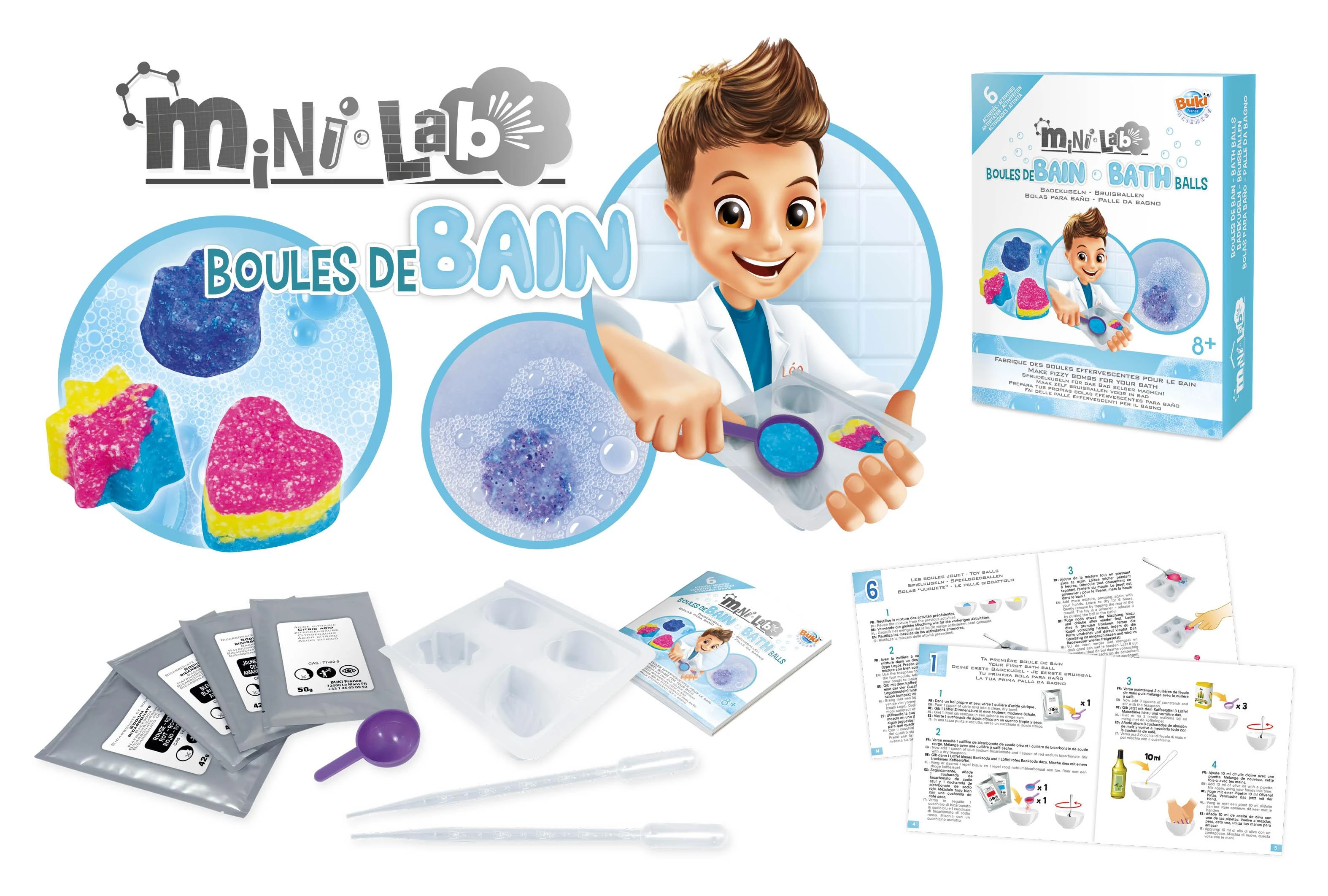 Buki France Eksperimentų rinkinys, Buki Mini Lab vonios kamuoliukai